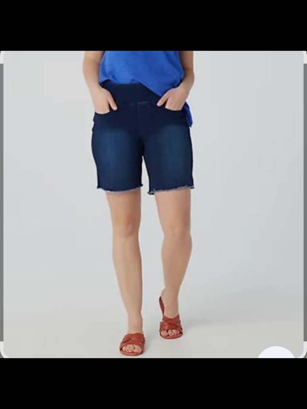 New Belle by Kim Gravel Blue Stretch Denim Bermuda Shorts